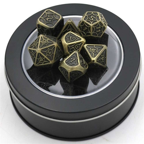 Mat Golden Luxury with black - Metal RPG Dice - Epic Dwarf Dice
